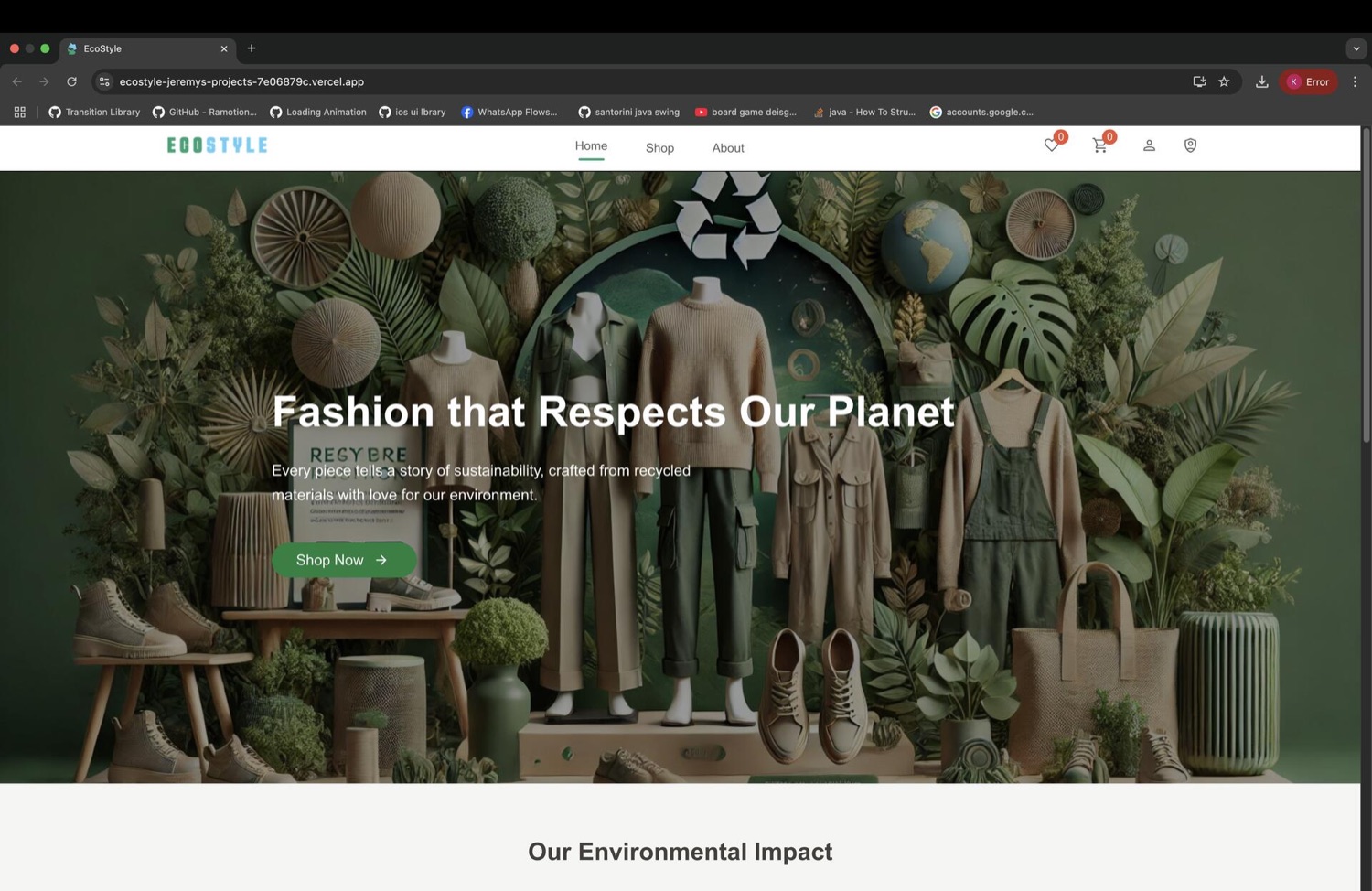 EcoStyle storefront homepage